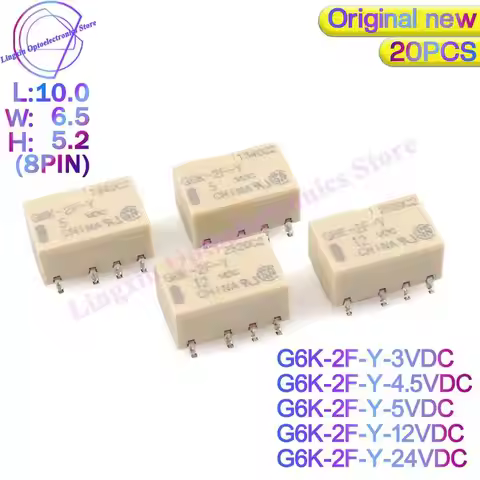 20pcs SMD G6K-2F-Y G6K-2P-Y Signal Relays 8PIN For Relay DC 3V 5V 12V 24V G6K-2F-Y5VDC G6K-2F-Y-12VD
