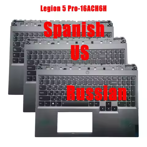 US RU Keyboard for Lenovo Legion 5 Pro-16ACH6H Topcase Palmrest With Backlit