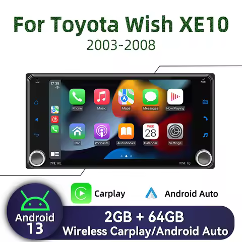 Autoradio Android For Toyota Wish XE10 2003-2008 7" Wireless Carplay Car Multimedia 2 Din Radio GPS 