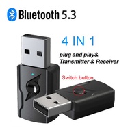 USB & 3.5Mm AUX Bluetooth 5.3 Audio Receiver Adapter for PC Music Transmitter Mp3, TV speakers, wire