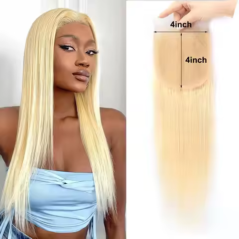 613 Closure Blonde Human Hair 4x4 Lace Closure Straight Hair Colored Human Hair Swiss Lace Closure P