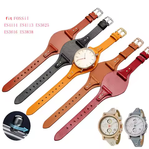 Quick Release Genuine Leather Watch Strap For Fossil Es4114 Es4113 Es3625/3616 Es3838 Women 18mm Wat