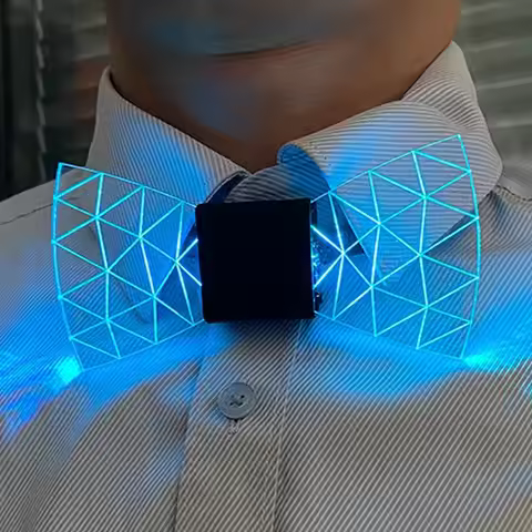 【Ship Within Colorful LED Acrylic Bow Tie Change 7 Lighting Colors Men Bow Tie Flashing LED Bow Tie 