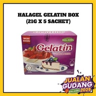 HALAGEL® Edible Halal Gelatin | Unflavored Gelatin | Tanpa Perisa  | Box Bovine 105gm (21g x 5 sache