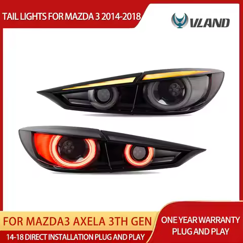 14-18 Mazda3 Axela 3th Gen(BM,BN) Sedan Vland LED Tail Lights With Dynamic Welcome Lighting Smoked
