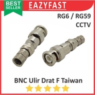 BNC Jack Connector F Thread CCTV Cable RG6 RG59 RG 6 59 Connector Male Coaxial Cable Signal