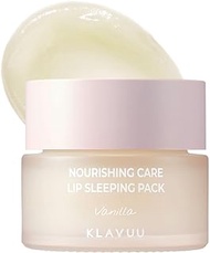 Klavuu Nourishing Care Lip Sleeping Pack - Lip Mask for Exfoliating &amp; Nourishing Lip Treatment Balm for Dry Lips - Natural Moisturizing Lip Oil with - Lip Balm to Repair &amp; Protect Lips 0.7oz (Vanila)