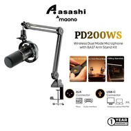 Maono PD200WS Wireless Dual Mode Dynamic Microphone with BA37 Arm Stand Kit