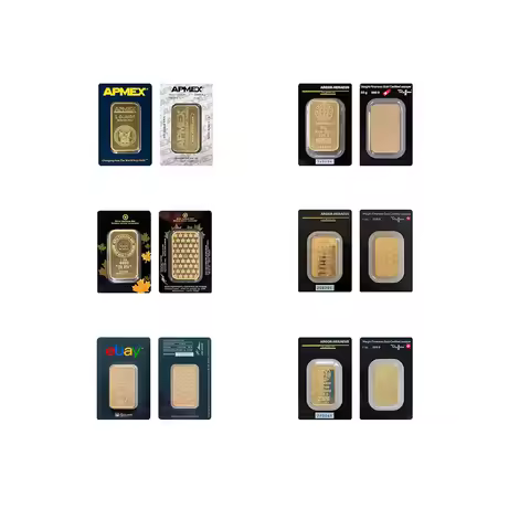 24K Gold Plated Swiss 1oz/50g Gold Bars Replica Gold Bullion Copper Bar With Different Serial NO. Gi