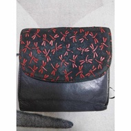 Black Leather Red Dragon Fly Wallet