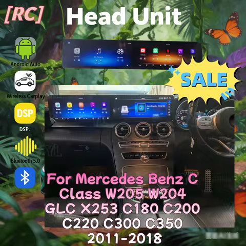 24.6 inch For Mercedes Benz C/GLC W205 2011-2021 NTG 5.0 5.5 RHD Carplay dual screen car radio playb