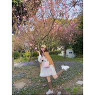 Ready Stock Ganni Zhao Lusi Same Style 2022 New Style Ganni Gauze Puff Sleeve Pleated Printed Skirt 