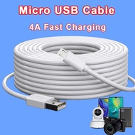 Micro USB Cable Super Length For Xiaomi Camera Monitor Mobile Phone Power Bank Driving Recorder Projector Extension Charge Cord