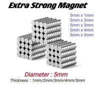 Neodymium Round Magnet / 5mm X 1mm/2mm/3mm/4mm/5mm / ️Extra Strong ️