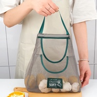 กระเป๋าเก็บของอเนกประสงค์สีเขียว1ชิ้นขนาด40X50ซม. กระเป๋าแขวนผักและผลไม้แบบพกพาและระบายอากาศได้