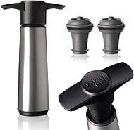 Vacu Vin Wine Saver Pump Stainless Steel with Vacuum Wine Stopper - Keep Your Wine Fresh for up to 10 Days - 1 Pump 2 Stoppers - Reusable - Made in the Netherlands