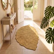 1pc, Washable Non-Slip Camel Leaf Pineapple Circle Decorative Carpet, Faux Sisal Woven, 3D Textured 