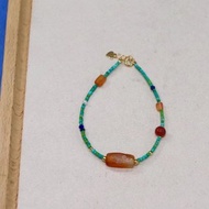 1mm天然原礦 綠松石 瑪瑙古珠設計手串手鍊s