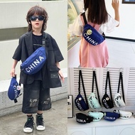 Korean version of children's crossbody bag handsome waist bag high-value sports style large mobile p