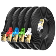 BUSOHE Cat8 Ethernet Cable 1FT 5 Pack Multi Color, 40Gbps 2000MHz Cat-8 Short Flat Computer Internet