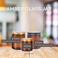 Amber glass jar with plastic Aluminum black gold cap/candle jar making DIY | Balang Kaca Lilin &amp; Kosmetik Amber