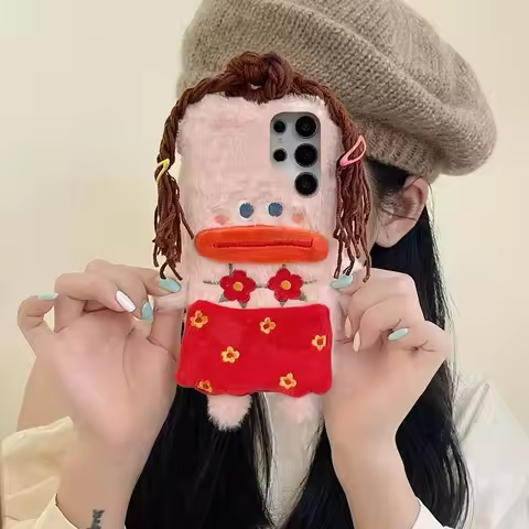3D Funny Sausage Mouth Girl Plush Phone Cases For OPPO Realme 15 5G 14 Pro Plus 13 12 11 10 9 8 7 6 
