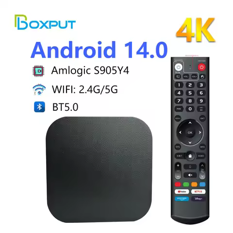BOXPUT Q8 Android TV Box Amlogic S905Y4 Android 14 Quad‑Core 4GB 32GB Dual‑Band 2.4G 5G WiFi BT5.0 A