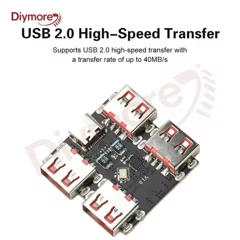 XL334P4 USB2.0 4-port Controller Expansion Module USB 2.0 to 4 Channel Way Splitter USB-HUB Type-C E