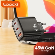 2USB-C ชาร์จ Toocki 45W + USB-A เครื่องชาร์จแกลเลียมไนไตรด์สามชาร์จไฟเข้าเร็วพอร์ตสำหรับโทรศัพท์และแ