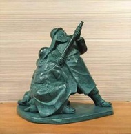 【啟秀齋】早期老件 打火英雄 消防員 銅雕 雕塑 有落款 款花 C