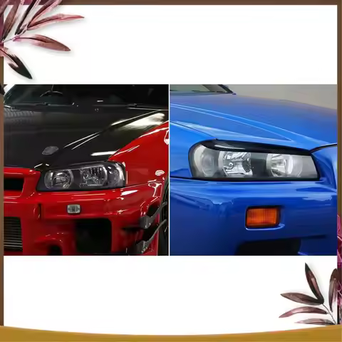 AB59-Car Styling Headlight Eyebrows Eyelids Stickers Trim For Nissan Skyline R34 GTR GT-T 1999 2000 