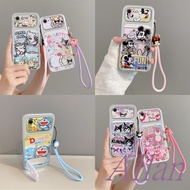 casing iphone 6 plus / 6s plus case TPU With a wrist strap，With a brace，Cartoon Mirror，Drop-resistan