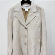 CHANEL 香奈兒 vintage 象牙白 羊皮 皮衣 皮外套 夾克 短大衣