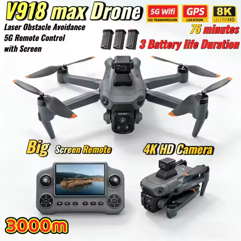 V918 Max Drone GPS Laser Obstacle Avoidance 4K Professional Camera FPV 3000M RC Quadcopter with LCD 