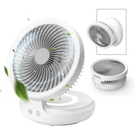 (Ready stock)Edon air circulation fan (7 inch) Auto rotation table fan Wall fan rechargeable fan with nightlight