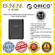ORICO 2 Bay USB3.0 HDD Storage Enclosure (Max 20TB) DS200U3
