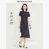 GIORDANO ผู้หญิง  ชุดเดรส เดรสคอโปโล ระบายความร้อนด้วยน้ำแข็ง UPF50+ เดรสแขนพองโชว์ตะเข็บ เดรสแฟชั่น