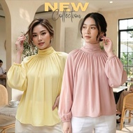 ARINA BLOUSE CRINKLE NECK PULL TOP Wanita