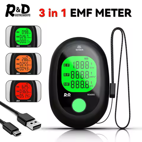 R&D RD600S EMF Meter Portable Electromagnetic Field Radiation Detector 3 in 1 EMF Detector Ghost Hun