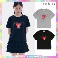 AMBLER 2025 NEW FOR WOMEN Sensuous Bear Graphic Semi-Crop Short Sleeve T-Shirt ACR603 2 COLOR