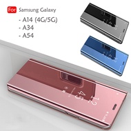 Samsung Galaxy A14 4G 5G / A34 / A54 Delight Mirror Flip Case Cover Stand Pouch Leather Casing Phone
