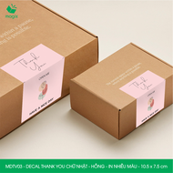 MDTV03 - 10.5x7.5 cm - 500 Decal Thank you hình chữ nhật dán hộp carton Label Thank you tem nhãn cảm
