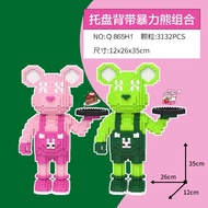 [ Hot ]combo cặp đôi bê khay 35cm Đồ chơi Xếp hình lắp ráp mô hình cỡ lớn bear bricK có tặng búa 