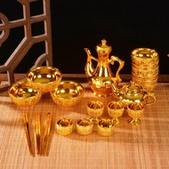 Sand Gold Pot Cup For God Plastic Tea Cup Teapot Chopsticks God of Wealth Lucky Wedding Cup Worship 