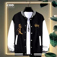 Latest  STUSSY RILEX KIRKA Text GOLD Varsity Baseball Jacket Premium Button Varsity Jacket Men Women