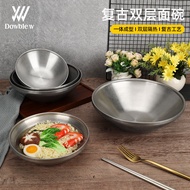 Korean Style 304 Stainless Steel Retro Cold Noodle Bowl Bibimbap Soup Salad Bowl Instant Noodles Dis
