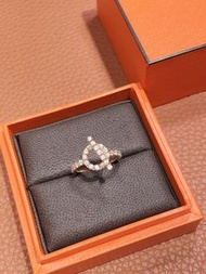 Hermes 小Q 18K 玫瑰金鑽石戒指 原價 62300