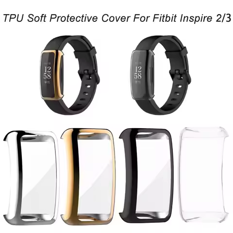 TPU Soft Protective Cover For Fitbit Inspire 2/3 Smartwatch Case Waterproof Full Screen Protector Sh