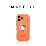 MASFEIL | เคส iPhone 17 Pro สีส้มลายเช็คกับขาตั้ง Eo1 ซิลิโคนเหลว