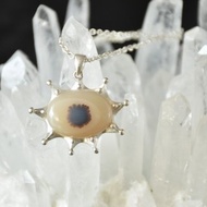 原創手工純銀鑲嵌天然海洋玉髓配鏈吊墜